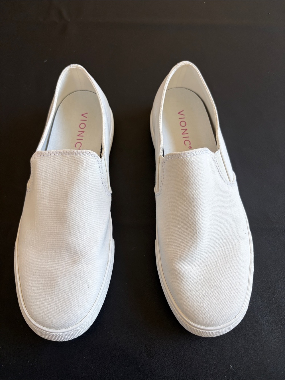 Vionic White Canvas Slip-On Sneakers for Women Size 8